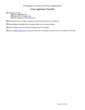 Grant Application Checklist - bvartscouncilcom