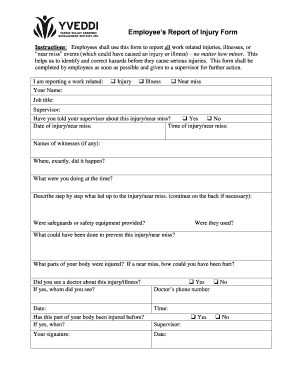 Employee’s Report of Injury Form