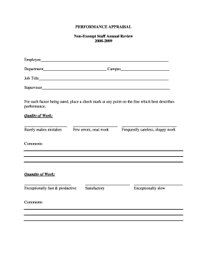 Non-Exempt Staff Annual Performance Appraisal