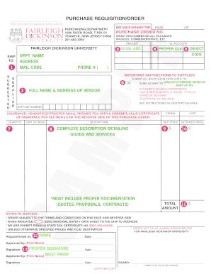 Purchase Requisition Order Form