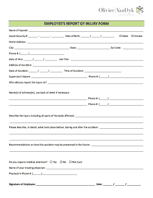 Employee Injury Report Form