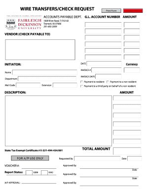 Wire Transfer Check Request Form