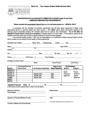New Jersey Immunization Record Form