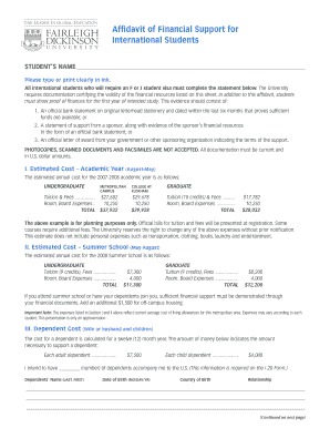 Affidavit of Financial Support for International Students