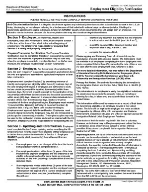US Form I-9 Employment Eligibility Verification
