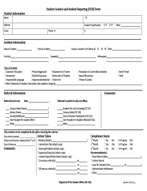 Student Conduct and Incident Reporting Form