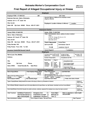 Nebraska Worker’s Compensation First Report Form