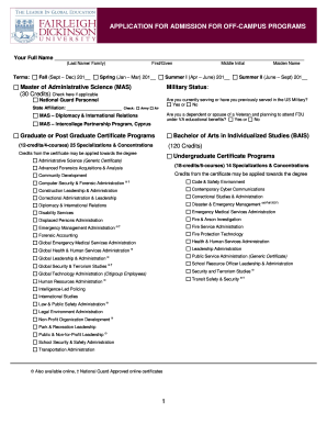 Application for Admission for Off-Campus Programs