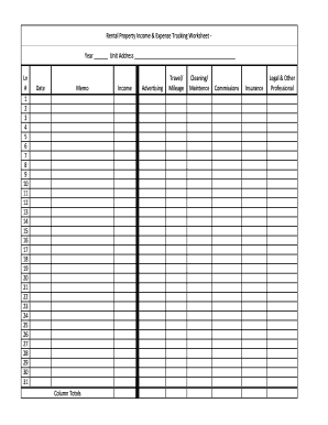Rental Property Income & Expense Tracking Worksheet