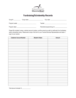 Fundraising and Scholarship Records Form