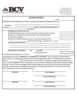 Letter of Intent for Business Purchase