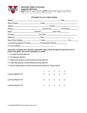 Student Evaluation Form