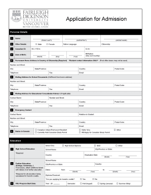 Fairleigh Dickinson University Application for Admission