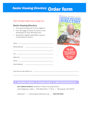 Senior Housing Directory Order Form