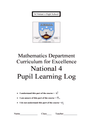 National 4 Mathematics Pupil Learning Log