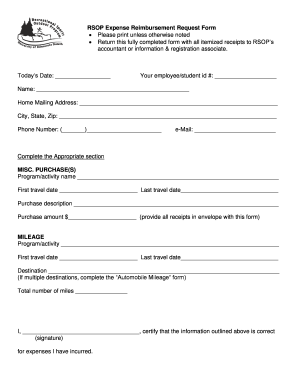 reimbursement request form