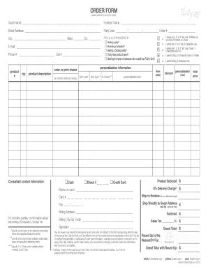 Thirty-One Order Form