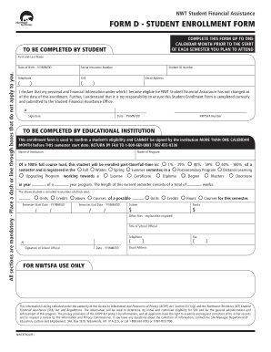 NWT Student Enrollment Form
