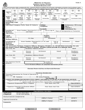Bahamas Business Registration Form