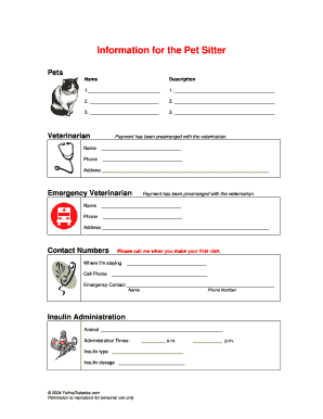 Pet Sitter Information Form