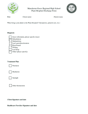 Plant Hospital Discharge Form