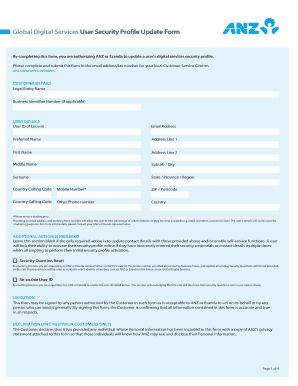 Global Digital Services User Security Profile Update Form