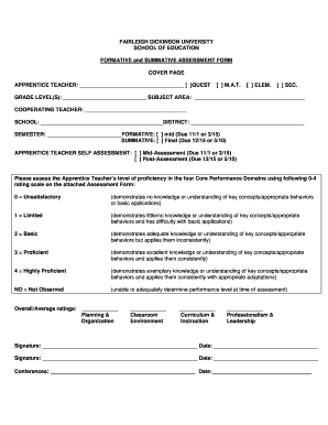 Fairleigh Dickinson University Formative and Summative Assessment Form