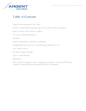 Workers' Compensation First Report of Injury