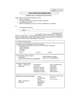 Orissa VAT Registration Application