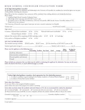 High School Counselor Evaluation Form