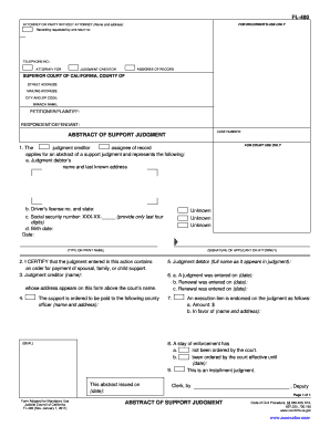 California Abstract of Support Judgment