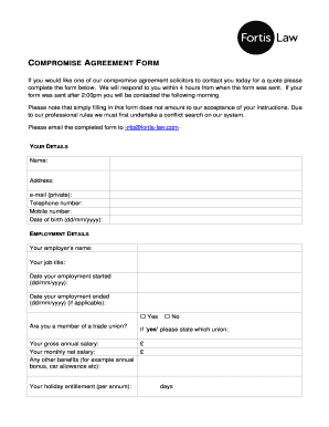 Compromise Agreement Form