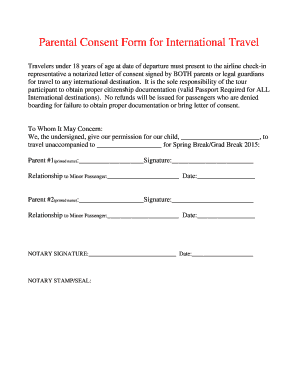 Parental Consent Form for International Travel