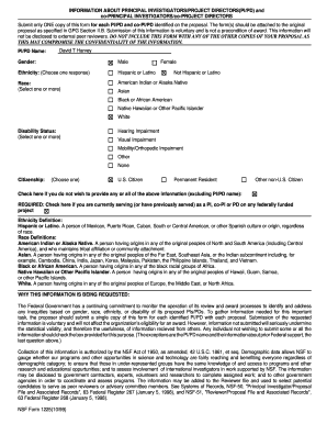 Principal Investigator Information Form