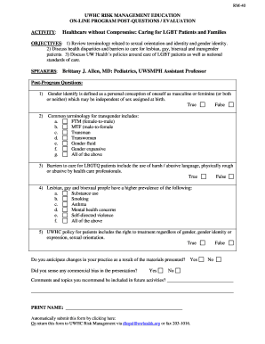 UWHC LGBT Patient Care Evaluation Form