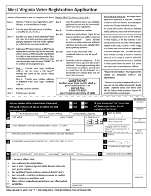 West Virginia Voter Registration Application