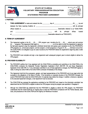 Florida VPK Statewide Provider Agreement