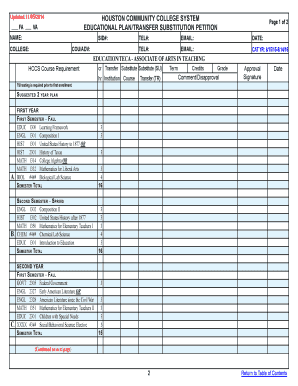 Educational Plan/Transfer Substitution Petition