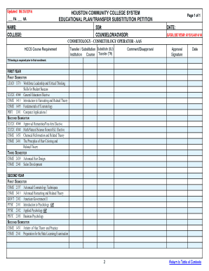 Cosmetology Educational Plan Form
