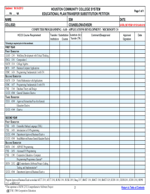 Educational Plan/Transfer Substitution Petition