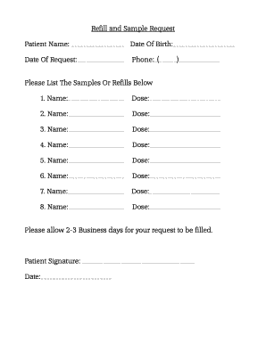 Patient Sample and Refill Request Form