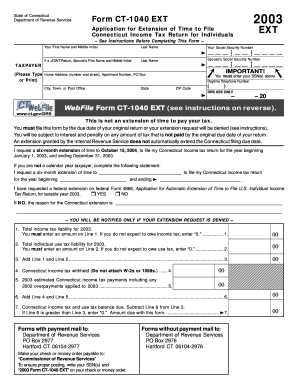 Connecticut Income Tax Extension Form
