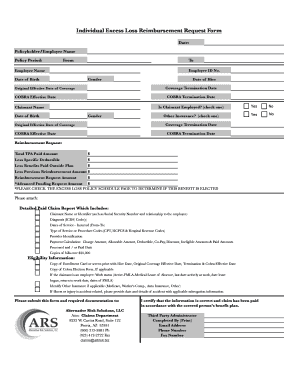 Individual Excess Loss Reimbursement Request Form
