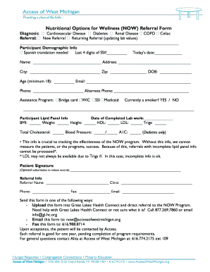 Nutritional Options for Wellness Referral Form