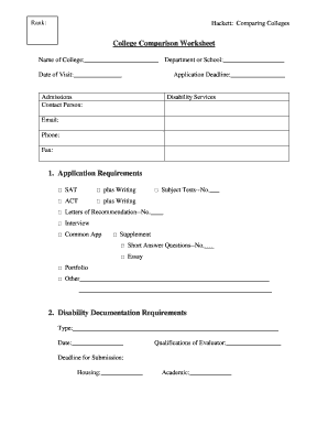 Jennifer Hacketts Handout College Comparison - taishoffcenter syr