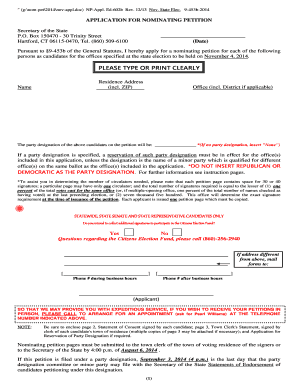 Connecticut Application for Nominating Petition