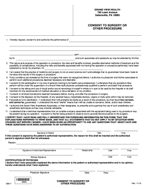 Consent to Surgery or Procedure