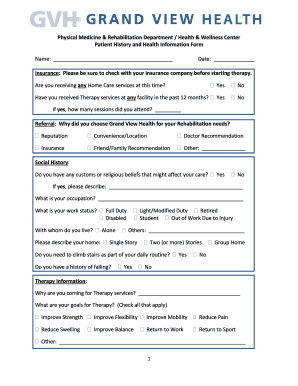 Patient History and Health Information Form