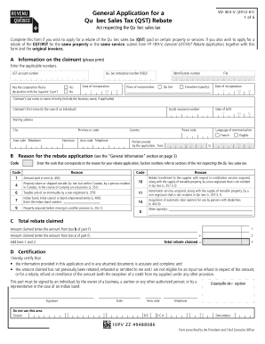 Québec Sales Tax (QST) Rebate Application