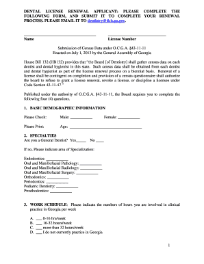 Georgia Dental License Renewal Form